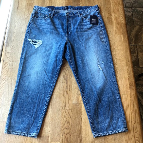 GAP Distressed Boyfriend Jeans Plus Size 18/34 NWT - Picture 2 of 12